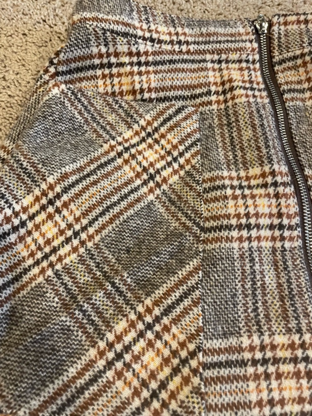 Altar'd State Plaid Zip-Front Mini Skirt in Gray & Brown - Picture 3 of 10
